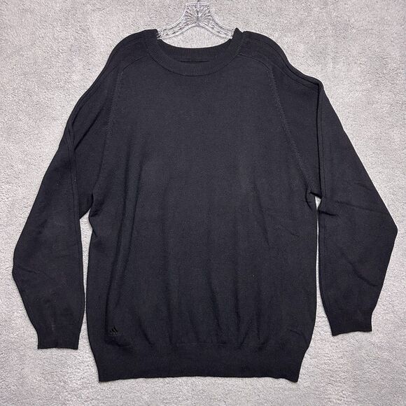 Vintage Y2K Adidas Mens Silk Cashmere Sweater L Pullover Black Golf Minimal - Picture 1 of 11